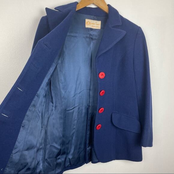 Vintage | Wool Blue Blazer Red Buttons James Smart Med - Picture 4 of 10